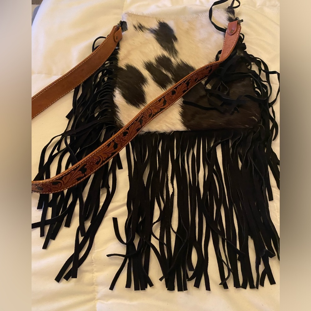 Super cute cowhide boho bag